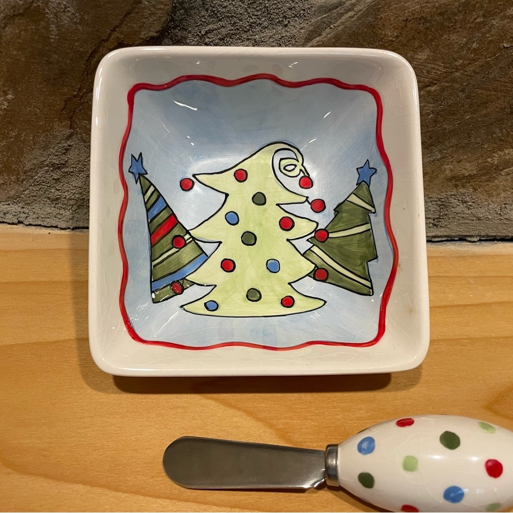 Christmas Tree Dipping Bowl and Spreader